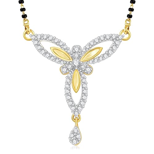 Cubic Zirconia Mangalsutra for Women (Golden) (vkmpb1423g)