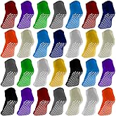 Hoosige 26 Pairs Non Slip Socks for Pilates, Ballet, Barre, Yoga, Grippy Ankle Socks with Sticky Grippers for Women and Men, Mixed Color, Adult Size