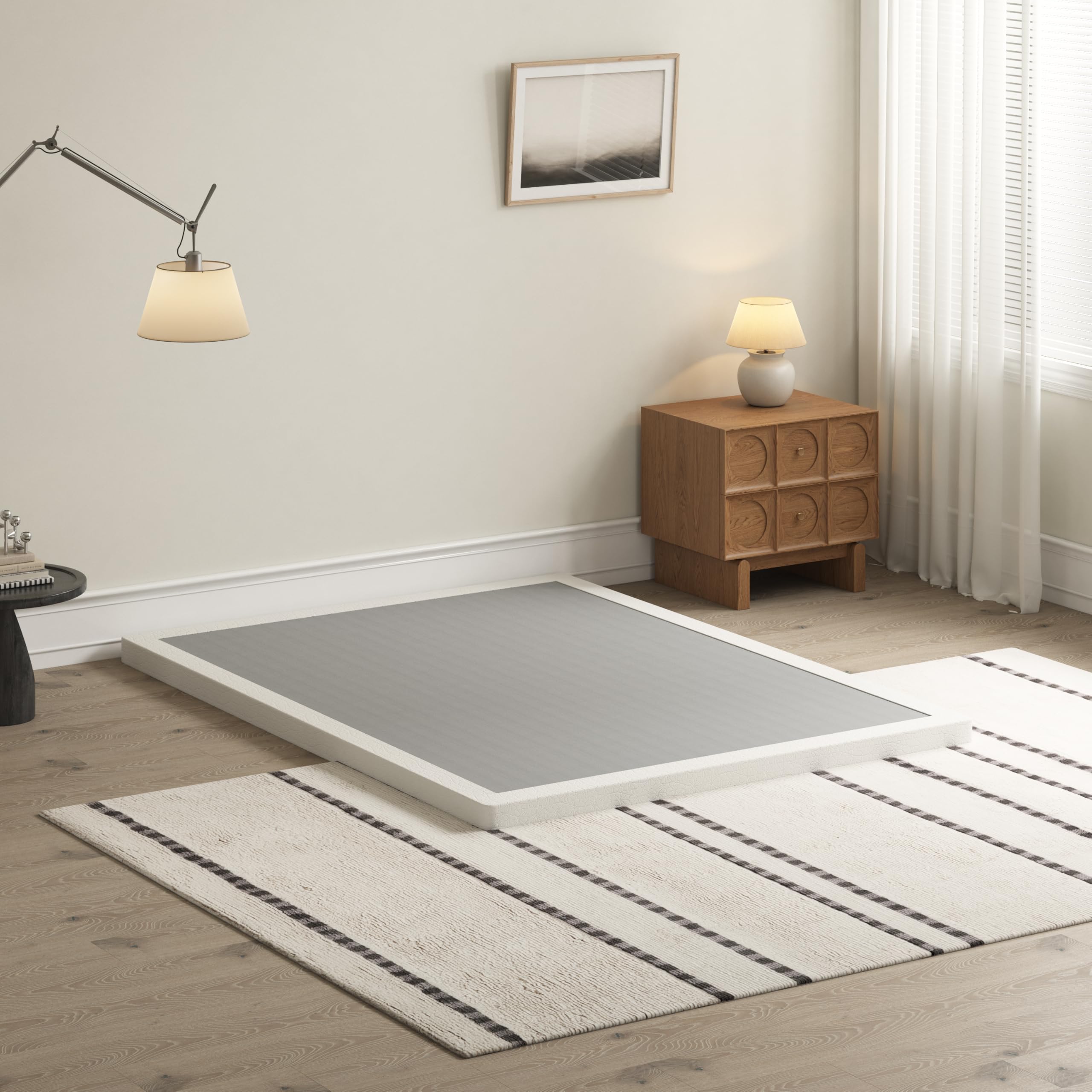 ZASHONT 2 Inch Thin Box Spring for Full Bed Bases - Heavy Duty Metal Mattress Foundation with Fabric Cover,Low Profile Full Box Spring Only,Noise Free,Easy Assembly