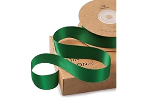 Vitalizart Green Ribbon for Gift Wrapping 1" x 25Yd Double Face Continuous Functional Satin Ribbon for Crafts Silk Like Fabric Flower Bouquet Birthday Party Decorations Bridal Shower Wreath Hair