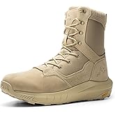 NORTIV 8 Men's Breathable Military Tactical Combat Boots Side Zipper Arch Support Leather Lightweight Motorcycle Work Hiking Boots 8 Inches DesertStorm