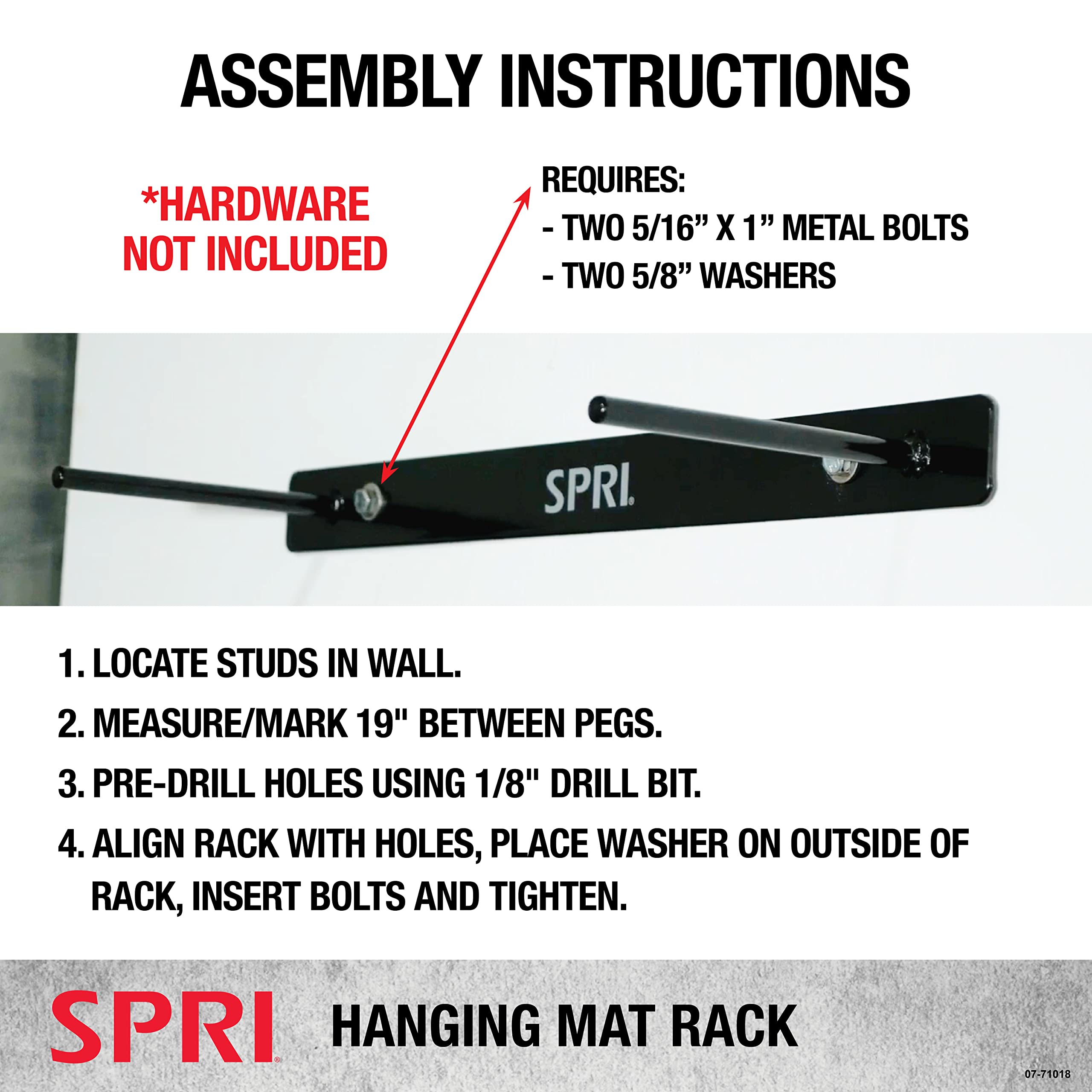 SPRI Hanging Exercise Mat, Fitness & Yoga Mat for Group Fitness Classes, Commercial Grade Quality with Reinforced Holes