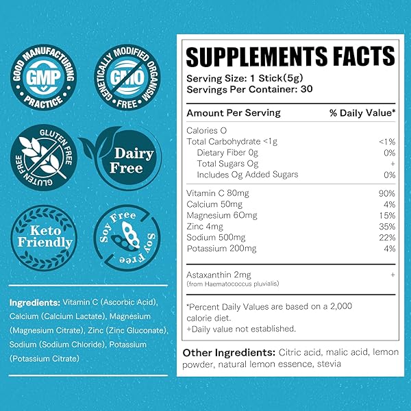GLOWROOT DAILY ELECTROLYTE DRINK – LEMONADE FLAVOR, 30 STICKPACKS * 5G – HYDRATION PACKETS WITH 7 ELECTROLYTES & MINERALS – NON- GMO, KETO FRIENDLY, & SUGAR-FREE ELECTROLYTE POWDER – 150G