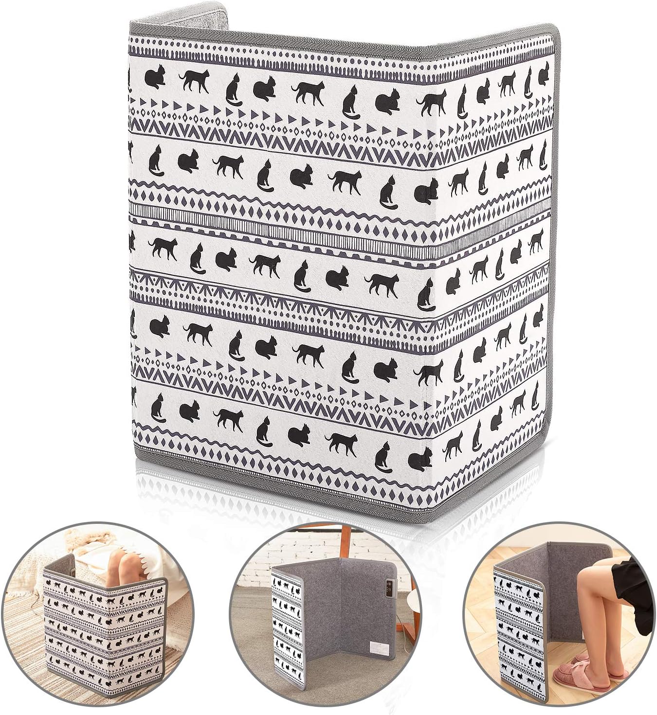 Space Heater, Foldable Foot Warmer Portable Panel Heater with Tip-Over 45°Angle Auto-Off & Overheat Protection, Adjustable Thermostat, Silence Operation, Low Energy