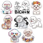 Bichon Frise Dog Sticker 8 Pcs (Large Size) Vinyl Stickers Laptop Waterproof Decal for Car Bumper Water Bottle Window Funny Party Birthday Decorations - Size 4 Inches