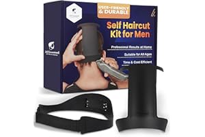 247 GROOMED Self Haircut Kit for Men | 2Pcs SelfCut Guide for Men: Neckline Shaving Template & Fade Guide | Adjustable Size H