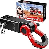 Nilight Shackle Hitch Receiver 2Inch 45000 LBs Breaking Strength 3/4" D Ring Shackle w/Trailer Hitch Pin Heavy Duty Solid Recovery Towing Kit for Trucks Jeeps Off-Road