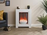 Adam White Electric Fireplace Suite Wood Heater Flame Effect Flat Wall Mount 2kW view 2