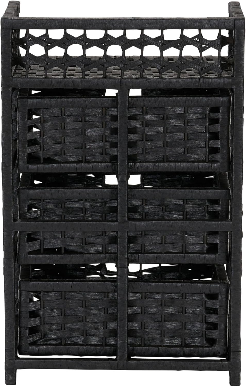 Household Essentials Hand-Woven Paper Rope 3-Drawer Chest, Black Stain: Home & Kitchen