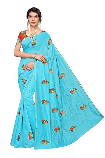 Silk with Blouse Piece Saree (GULDASTA-RAMA Free Size)