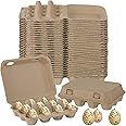 60 Pcs Quail Egg Cartons Paper Pulp Basket A Dozen Paper Crates Blank Cardboard Quail Egg Holder Container Reusable Storage Tray for Home Kitchen Refrigerator Farmhouse(3 x 4 Square,Gray)