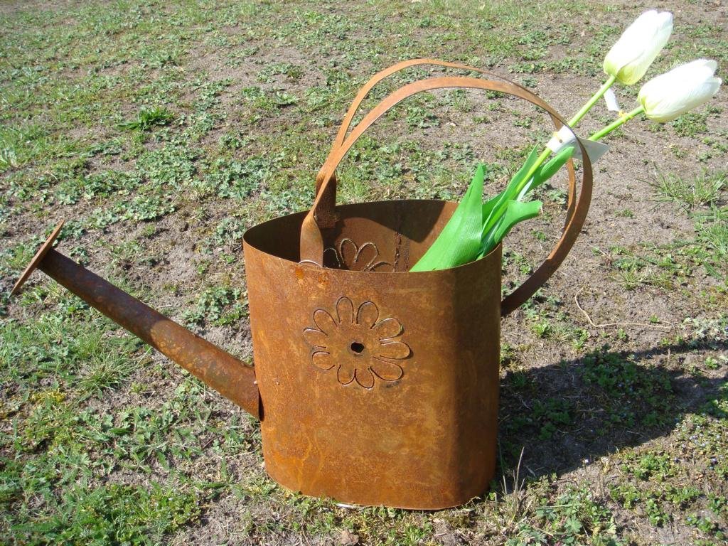 Gießkanne Rost, Metall, Edelrost, Gartendeko, zum Bepflanzen, Deko