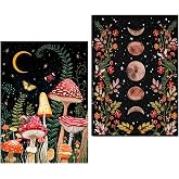 2 Pack Diamond Painting Kits for Adults,5D DIY Mushroom Forest Full Drill Round Art Gems with Moon Diamond Art Perfect for Home Wall Decor Diamond Dotz Inch12x16