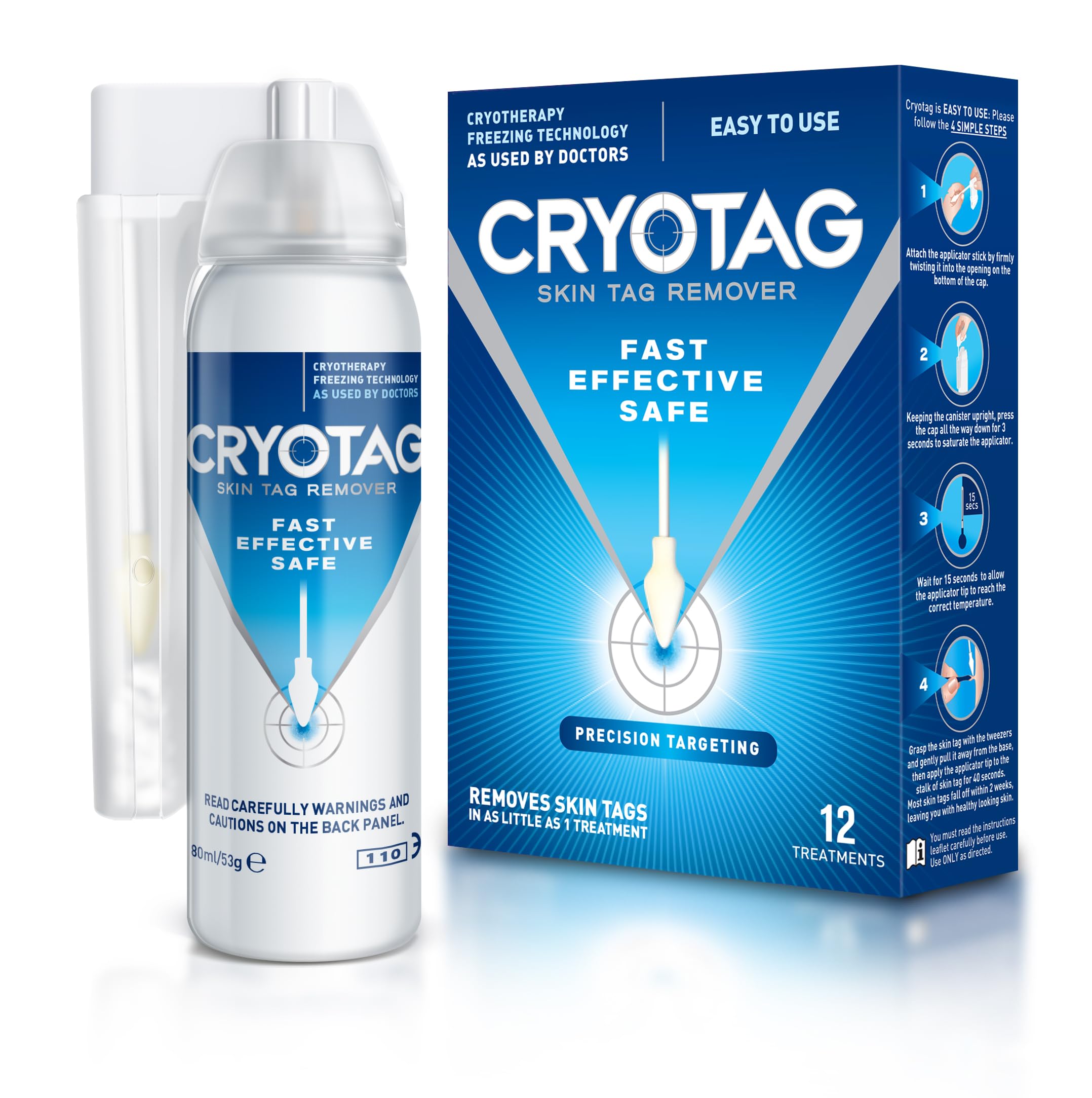 Cryotag Skin Tag Remover - Fast Effective Safe Skin Tag Removal- Removes Skin Tags in as Little as 1 Treatment, Clinically Proven, Up to 12 Treatments