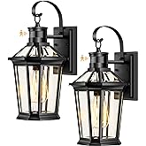 VIANIS Motion Sensor Outdoor Wall Lantern, Black Waterproof Dusk to Dawn LED Exterior Wall Sconce, Anti-Rust Aluminum Modern 