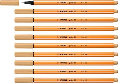STABILO point 88 Fineliner Pack of 10 Light Ochre 0.4 mm Hexagonal