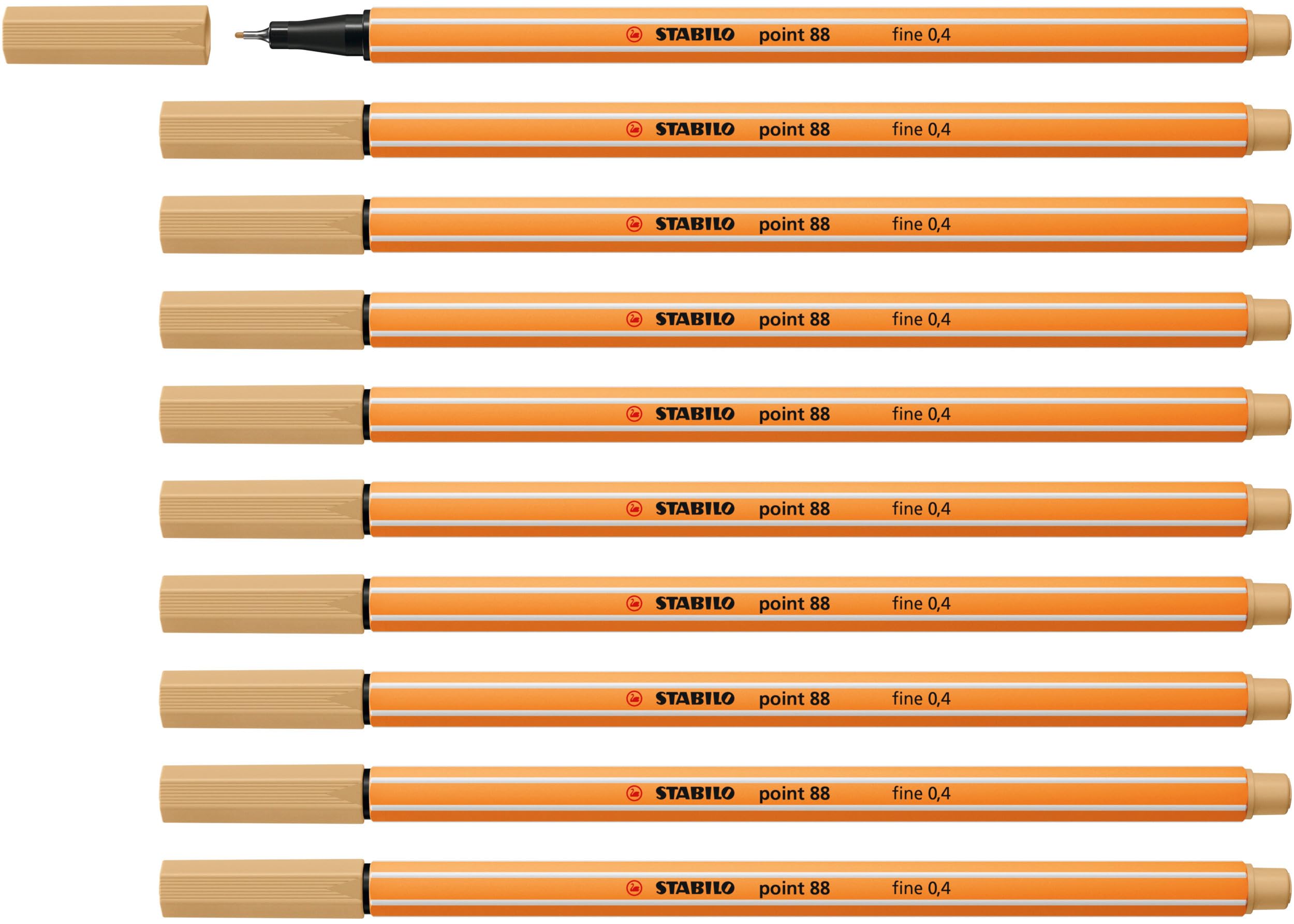 STABILO point 88 - Fineliner - Pack of 10 - Light Ochre