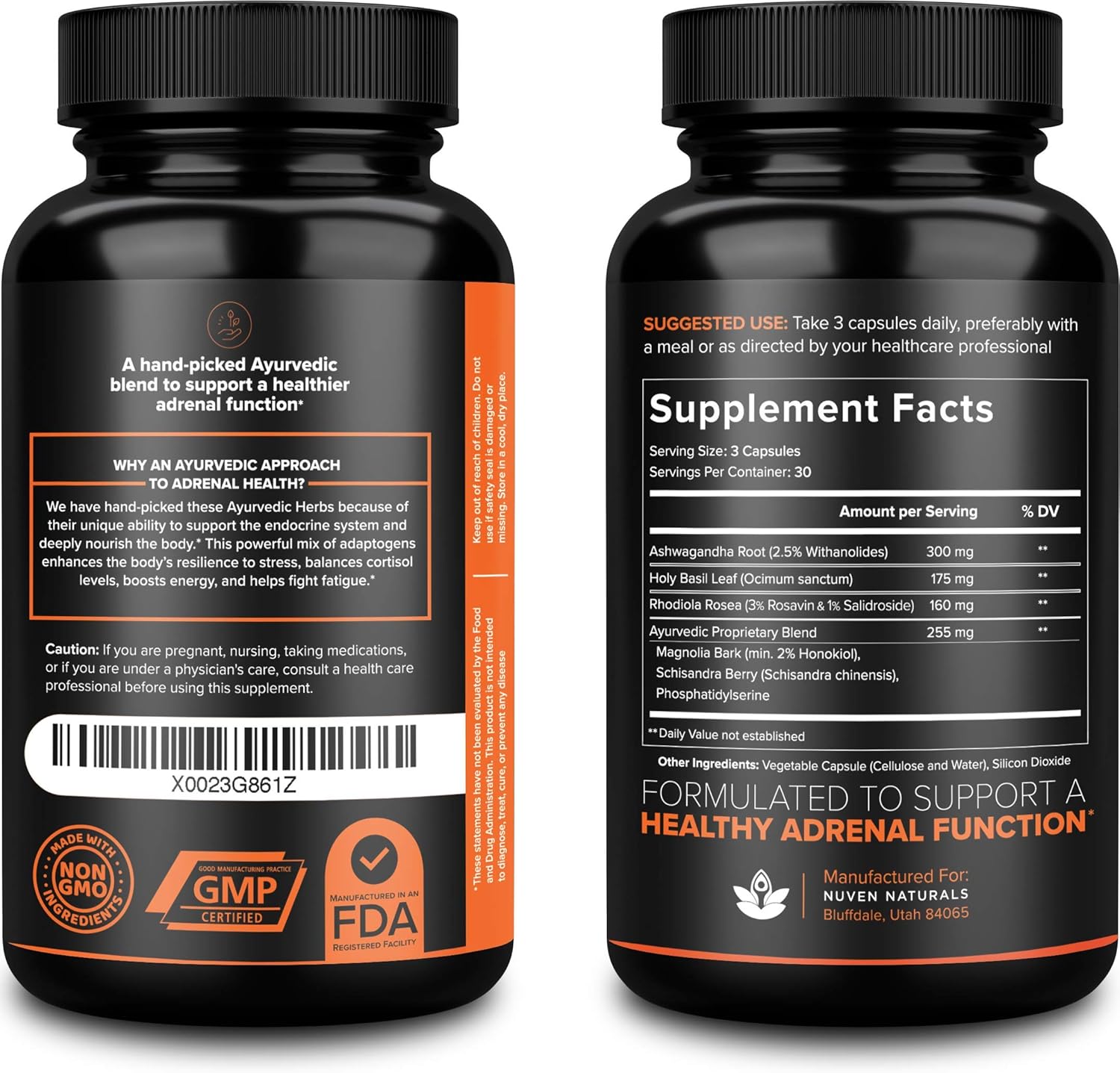 Adrenal Support — Natural Adrenal Fatigue Supplements, Cortisol Manager with Ashwagandha Extract, Rhodiola Rosea, Holy Basil, Adaptogenic Herbs for Anxiety: Health & Personal Care