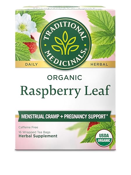 TRADITIONAL MEDICINALS ORGANIC RASPBERRY LEAF HERBAL TEA, EASES...