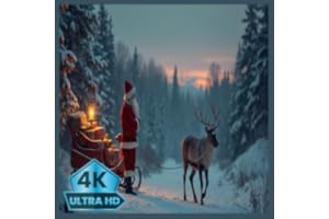 Santa Sleigh Flying Night Sky Holiday 4K Screensaver