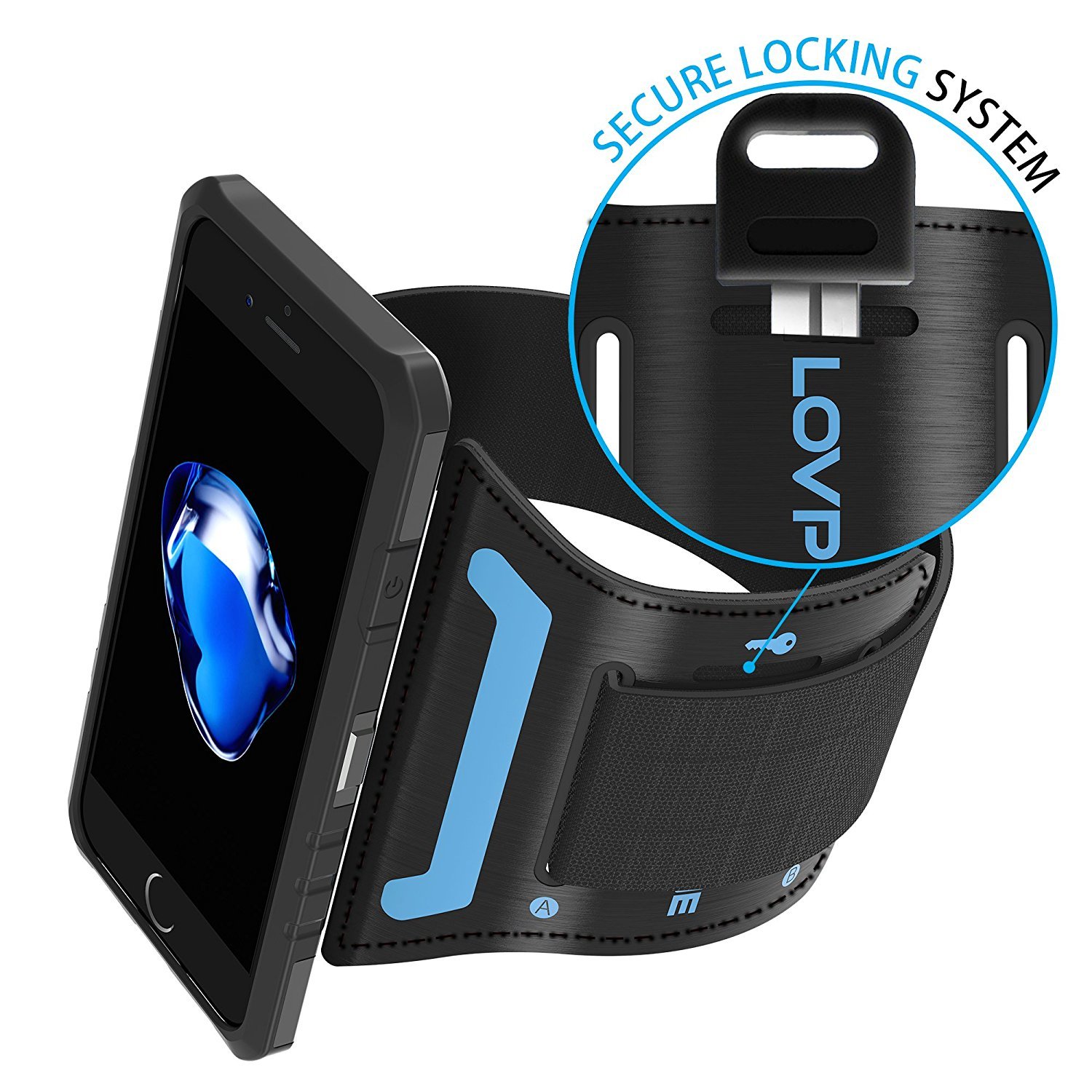 iPhone 7/7 Plus Armband & Armour Case Set-LOVPHONE Multifunctional Sport Running Armband + Premium Protective Case with Kickstand for iPhone 6/6S/7/7 Plus,Soft Elastic Strap with Key Holder