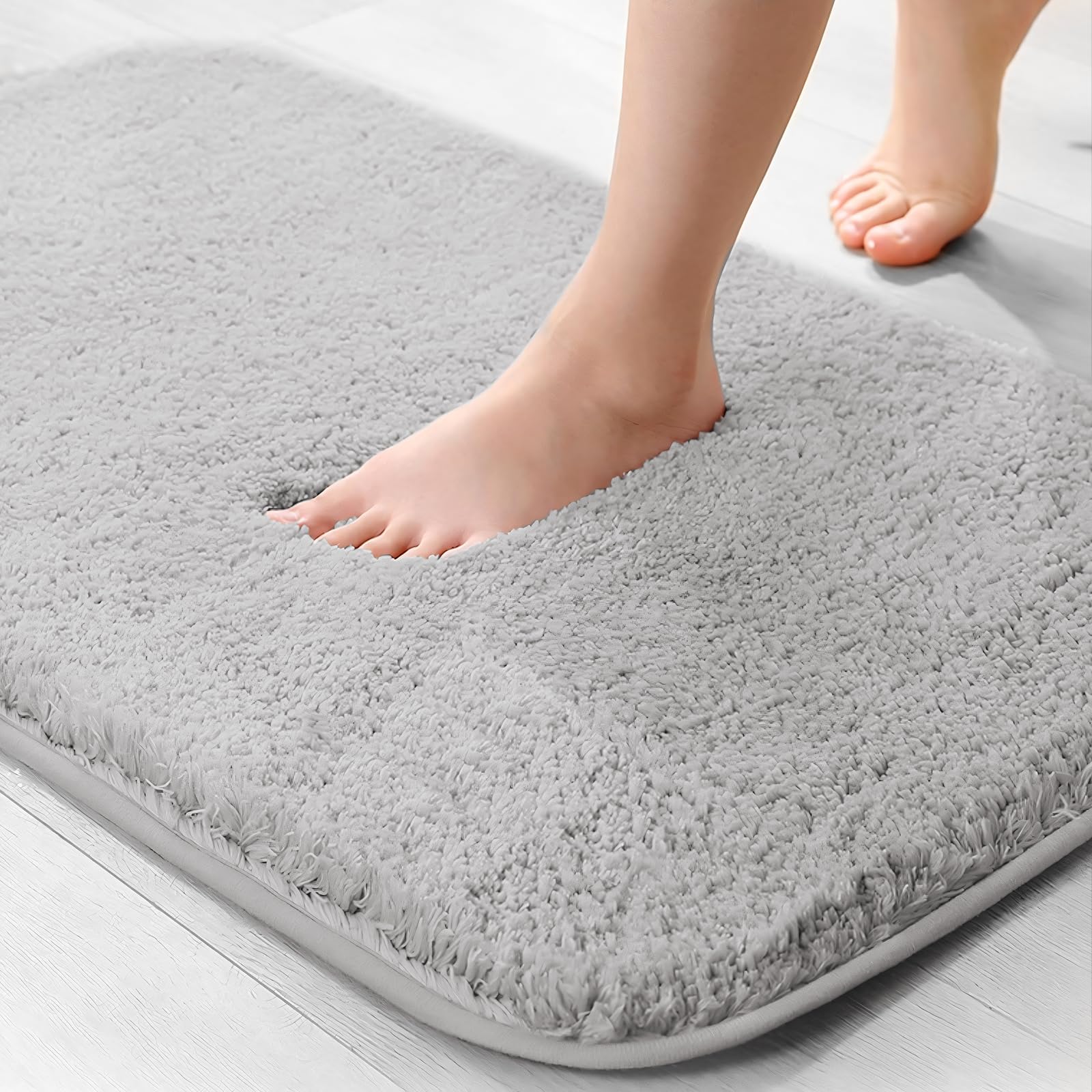 wyewye Microfibre Bath Mat 40x60cm Light Grey, 2cm Super Thick, Super Absorbent Bathroom Rug — image 1