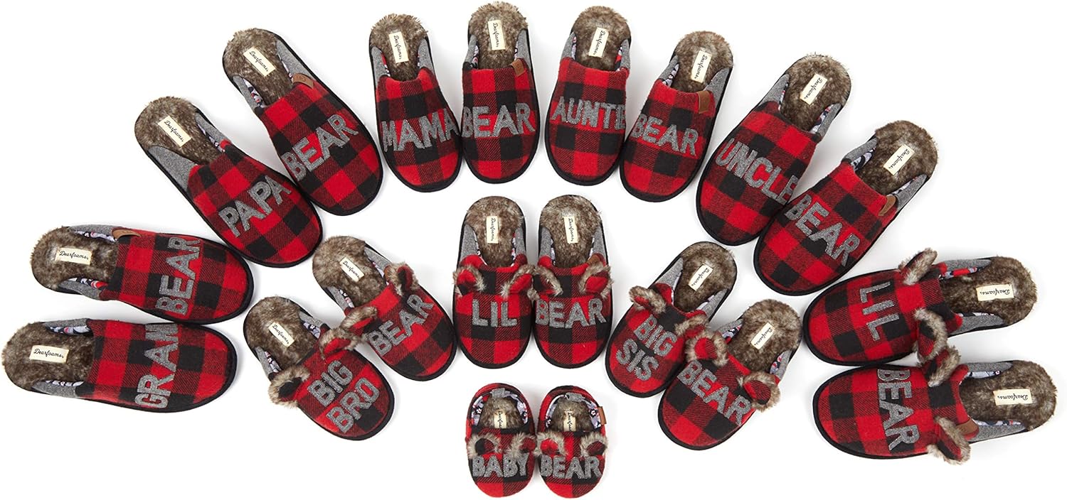  | Dearfoams Men's Papa Bear Buffalo Plaid Scuff Slipper | Slippers