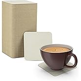 MT Products Off-White Square Paper Coasters for Drinks - 4” Blank Disposable Coasters (Pack of 100) - Made in The USA
