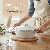 Nuovva Casserole Dishes with Lid 4L 24cm Cream Induction Oven Proof view 2