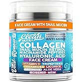 Vital Renew Snail Mucin Collagen Face Cream Daily Moisturizer Retinol Anti Aging Face Cream Niacinamide Peptides Hyaluronic Acid Vitamin C MSM Tripeptides Ceramides Licorice Arginine Aloe Vera