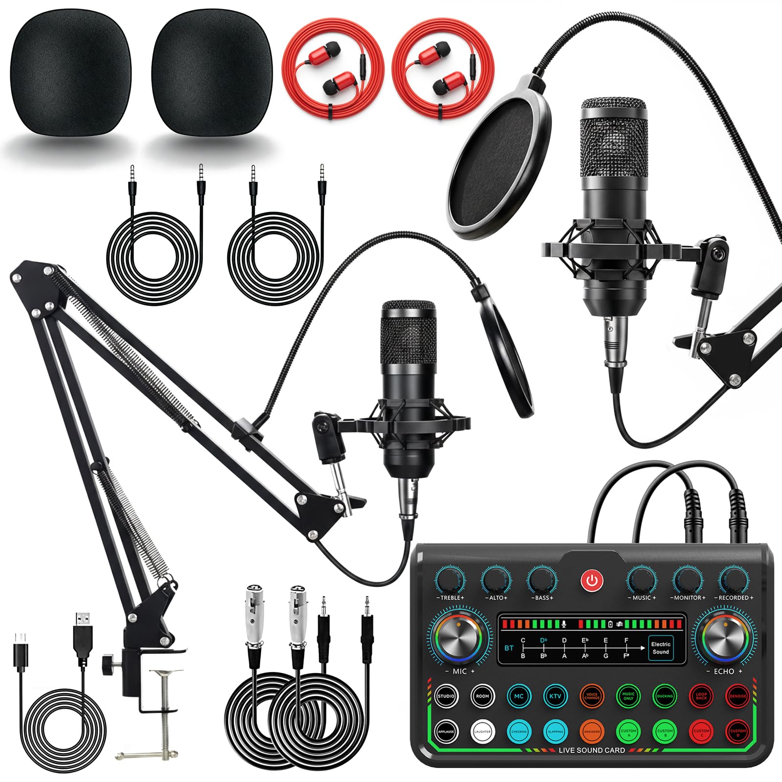 Picture of 2025 Upgraded Podcast Equipment Bundle for 2, Recording Studio Kit with ...