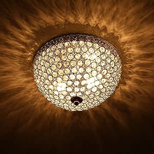 Co Z Crystal Light Fixture With 2 Lights Modern Chrome Flush
