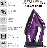 Tower T22008 CeraGlide Cordless Steam Iron, 2400W, Ceramic Soleplate view 2