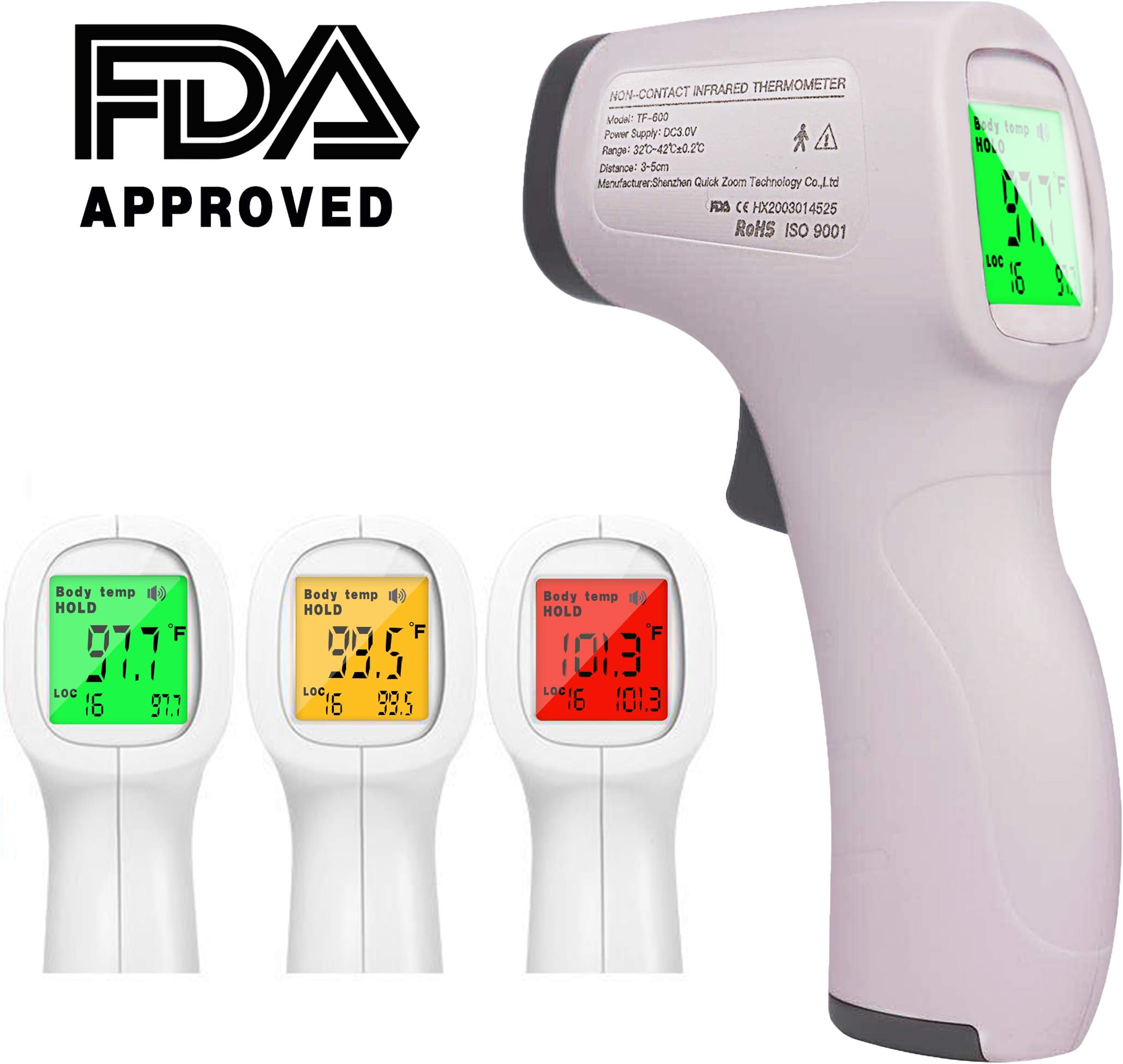 FiGoal Infrared Digital Forehead Thermometer Non-Contact Ear Thermometer Fahrenheit & Celsius Reading with LCD Backlight Screen No Touch Instant Results for Baby, Kids, Adults and Surface (1 Pack)