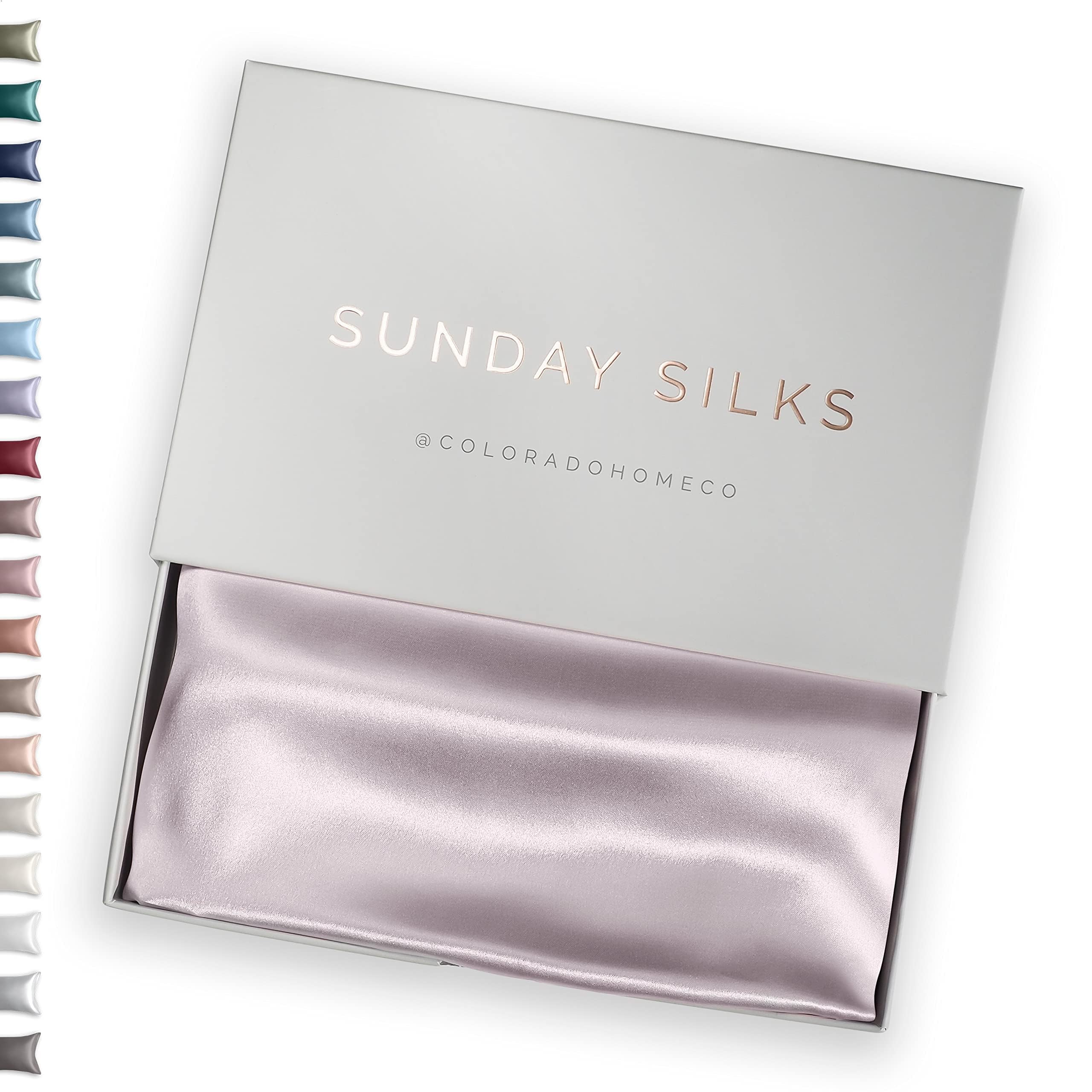SUNDAYSILKS™ Premium Silk Pillow Cases | 100% Mulberry Silk Pillowcase with Zipper, All Sides Real 22 Momme Grade 6A Silk, Standard Queen, King Size Image