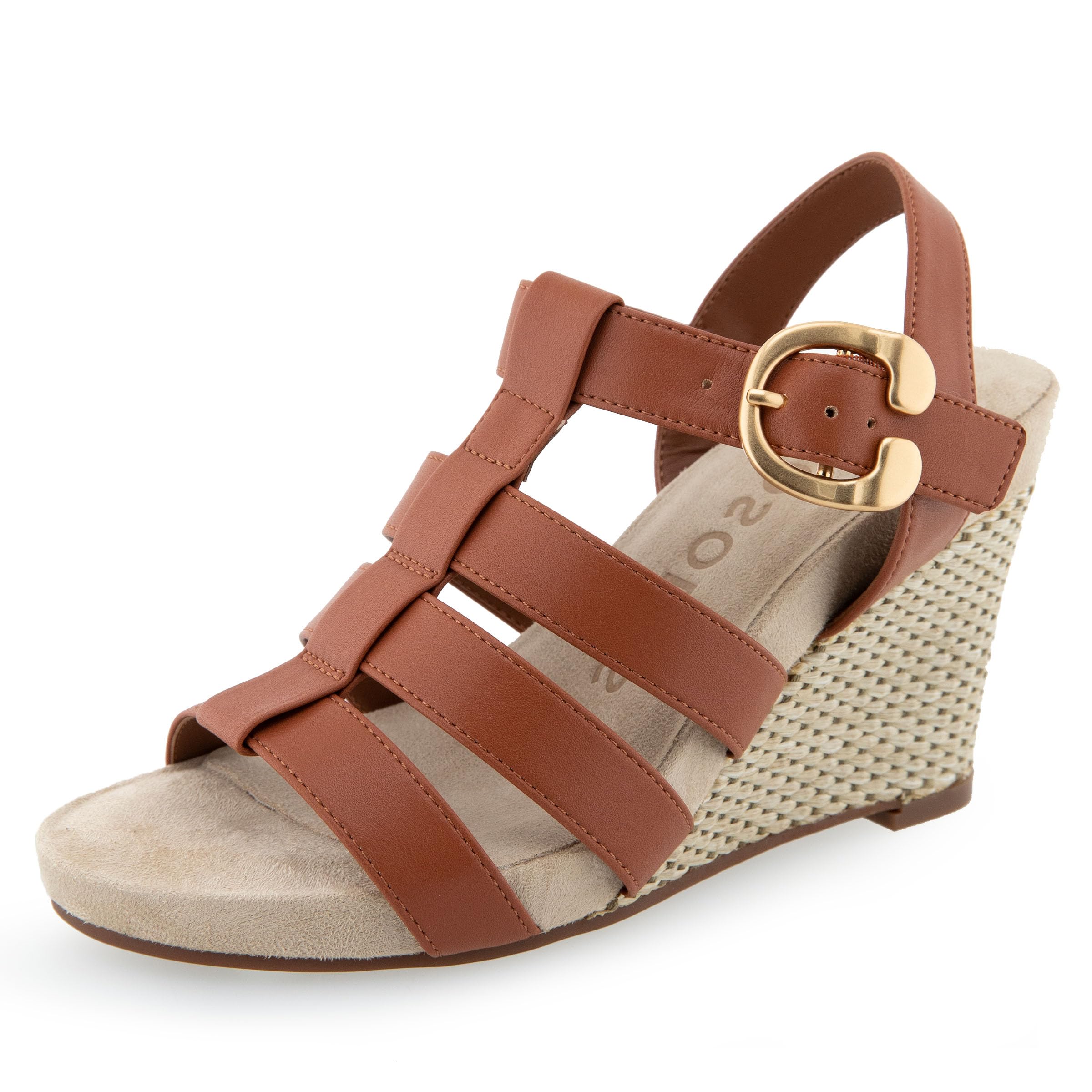 Aerosoles Women’s Paige Wedge Sandal, Ginger Bread PU, 9 Wide