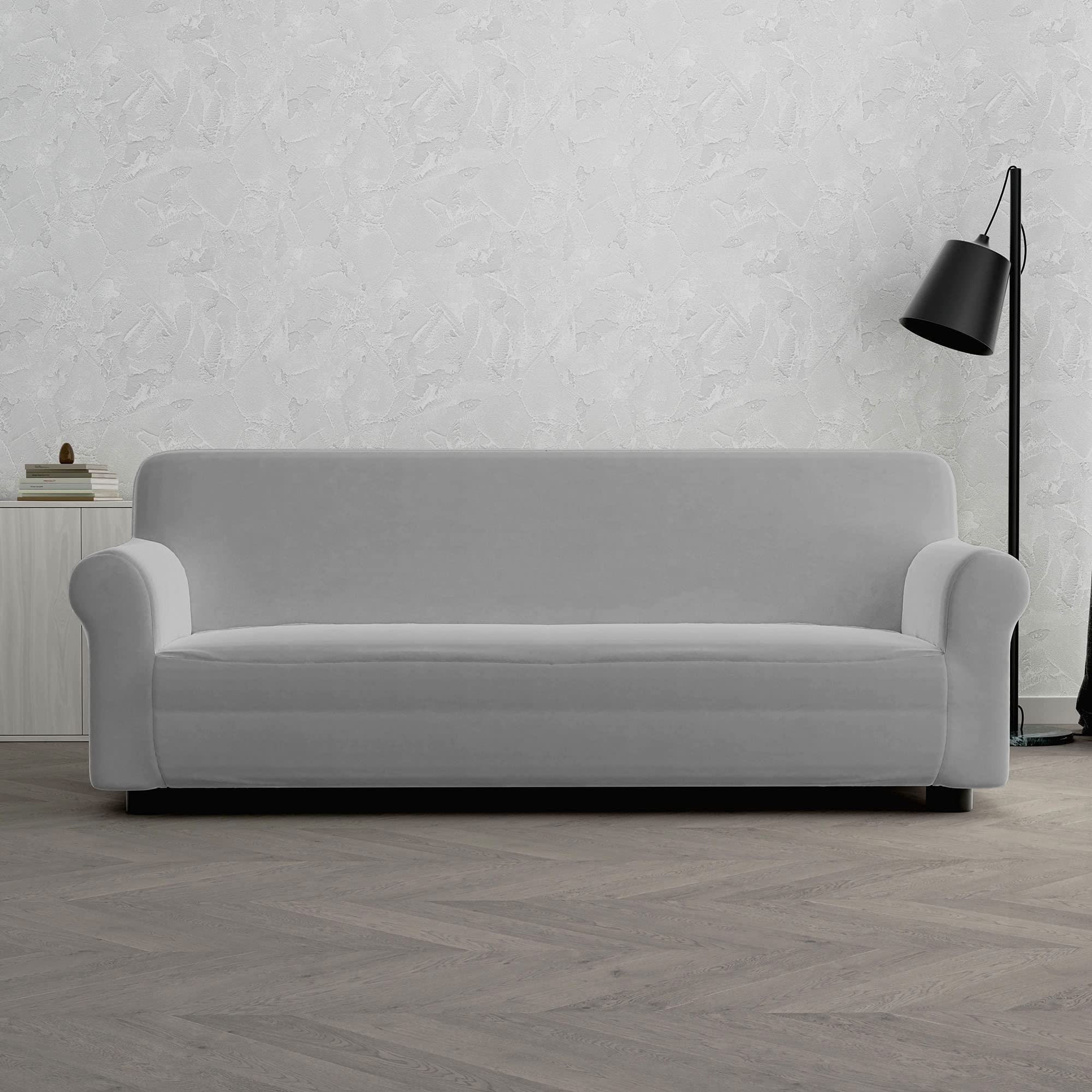 Italian Bed Linen Dahlia elastic sofa cover, Light Grey, 3 PLACES