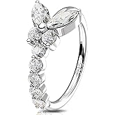 Melighting 20G Nose Ring Hoop 925 Sterling Silver Butterfly Flower Nose Hoop Seamless Open Helix Piercing Clear Double CZ 8 mm Cartilage Earring Nose Piercing for Women