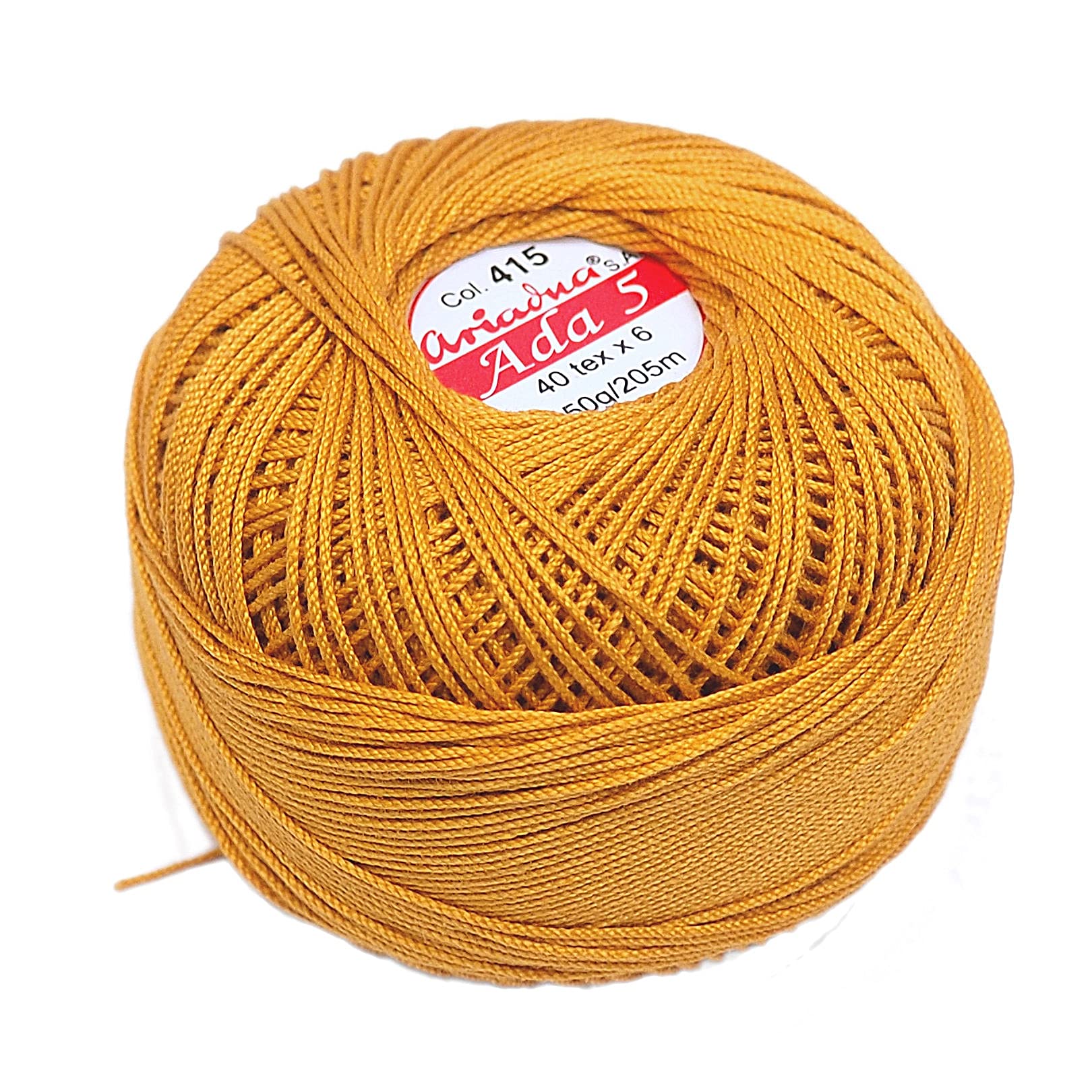 Earth Colors Cotton Crochet Yarn 224yd/205m Fine Thread Size 5 Double Mercerized 1.76oz/50g (Gold 415) โ image 1