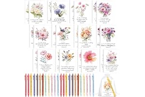 Mooliwe 24 Set/48 Pcs Biblical Affirmation Notebooks and Pens Floral Christian Gifts Scripture Prayer Notepads Positive Religious Inspirational Affirmation Journal for Women Church Member Party Favors