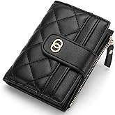 GAEKEAO Small Wallet for Women Slim Bifold Leather Credit Card Holder Wallets Zipper Pocket Coin Purse with ID Window