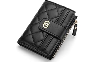 GAEKEAO Small Wallet for Women Slim Bifold Leather Credit Card Holder Wallets Zipper Pocket Coin Purse with ID Window