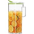 Komax Large Plastic Water Pitcher with Lid Square Water Carafe – BPA-Free, Dishwasher Safe – Water, Tea, or Juice Containers with Lids for Fridge (2.3 Liters)
