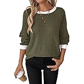 RICHSTORY Long Sleeve Shirts for Women Crewneck Tunic Tops Business Casual Pullover Sweaters Trendy Fall Fashion Clothes 2025