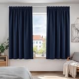 Deconovo Blackout Curtains 52x54 Navy Blue 2 Panels Thermal Insulated Pencil