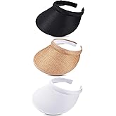 Syhood 3 Pieces Sun Visor Hats Summer Wide Brim Clip on Beach Adjustable Large Brim Cap Golf Hat for Women
