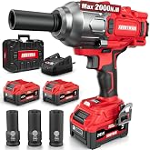 Alloyman Cordless Impact Wrench 1500 FT-LBS(2000N.M),1/2" High Torque | Brushless Impact gun,3-speed,2*4.0Ah battery,for stubborn lug nuts,rusted bolts,Car Tire trucks and heavy-duty repairs