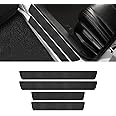Damwot 4PCS Car Door Sill Protector, Black Carbon Fiber Car Door Threshold Protection, Door Edge Protection Decorate Anti-Scratch Sticker, Car Interior Accessories