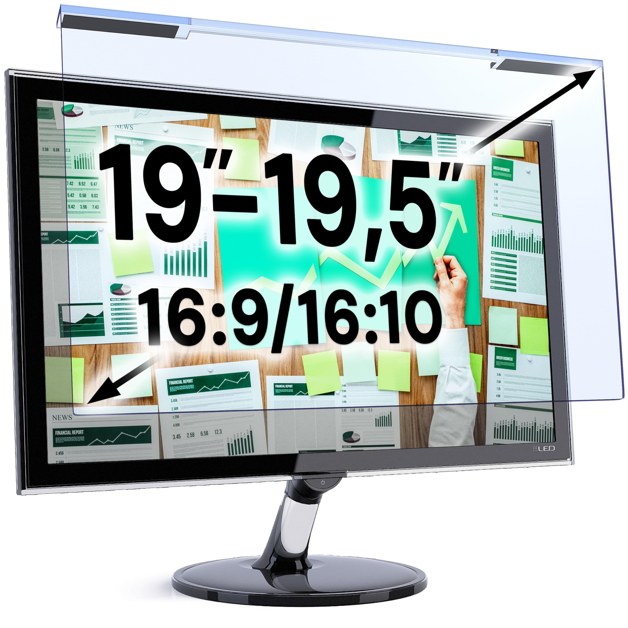 VINTEZ Blue Light Blocking Screen Protector Panel for 19, 19.5 inch Diagonal PC Anti-UV Eye Protection Filter Film - Widescreen Laptop and Monitor Frame Hanging Type (W 17.3" X H 11.4") [1 Pack]