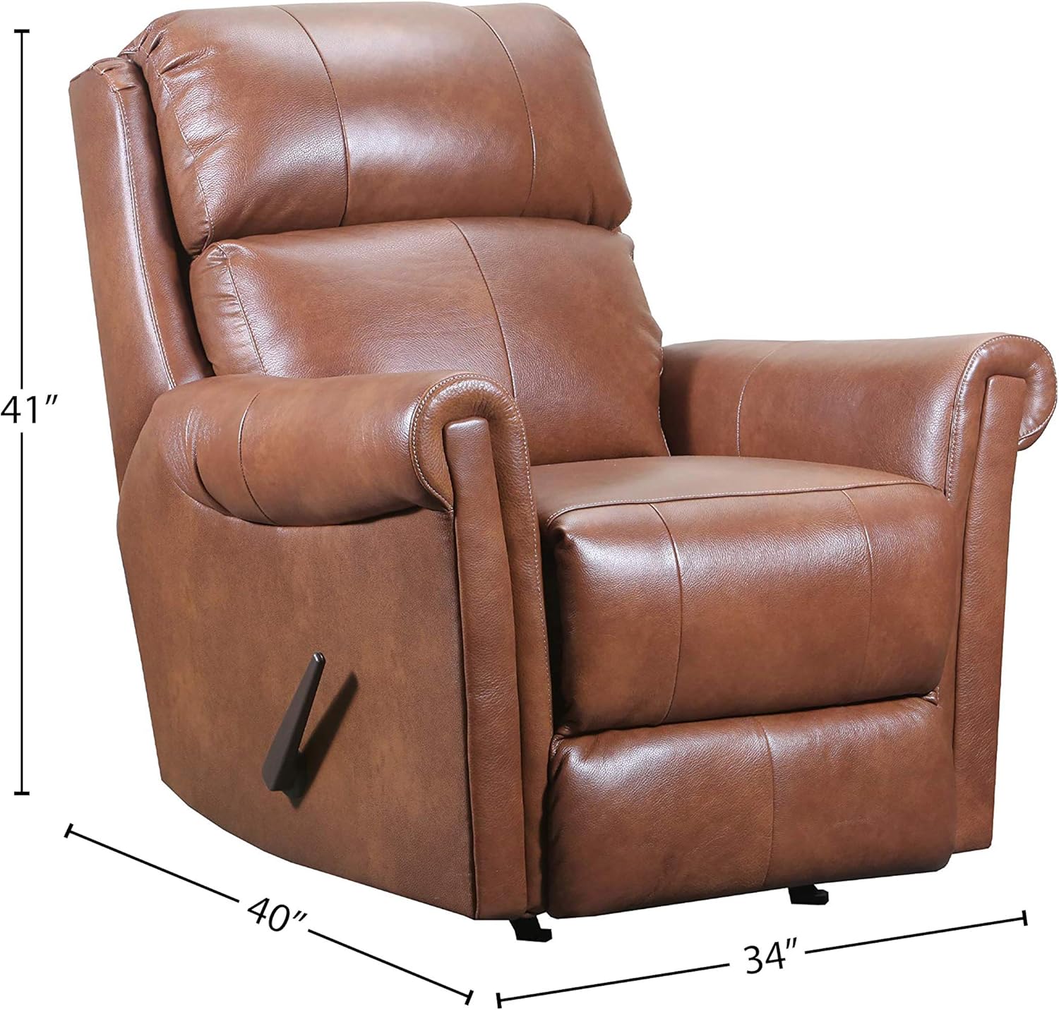  Brand – Ravenna Home Tamarack Rocker Recliner, 34"W, Leather, Amber: Furniture & Decor